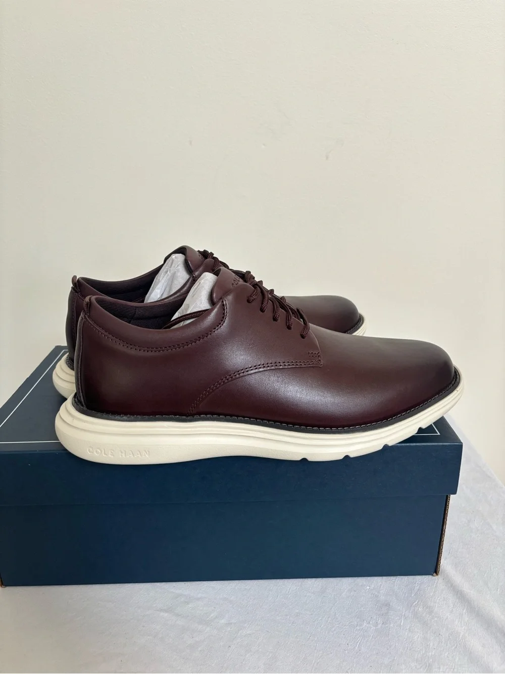 Cole Haan Men's Grand+ Plain Toe Leather Oxford Shoes 8.5 M Brown C42675 New